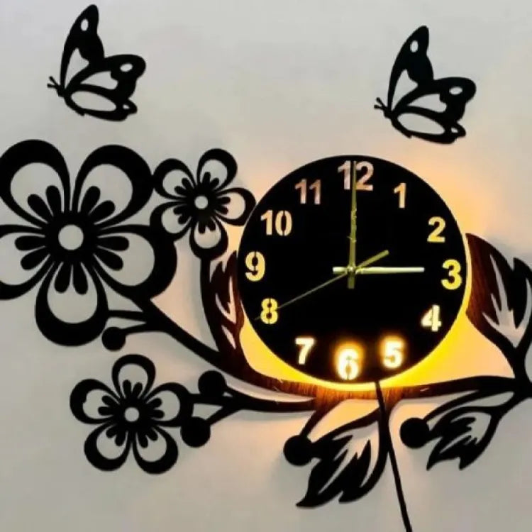 Flower shaped wooden wall clock